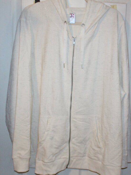 Lane Bryant LIVI Tops - NWT Lane Bryant Livi cream hoodies with silver sparkle 26/28 Pretty!